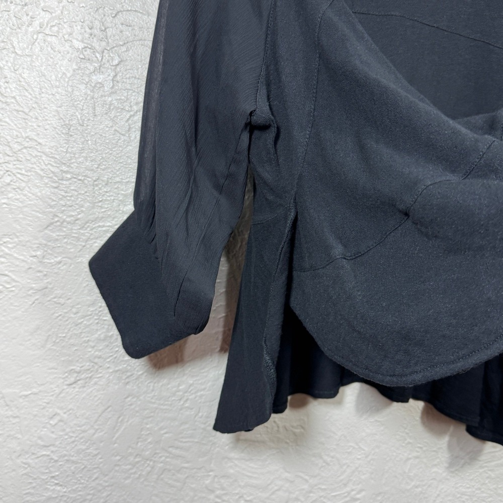 Akemi + Kin Anthropologie Top XS Fenn Black Boho Sheer Babydoll Peasant OB553735 - Picture 5 of 12